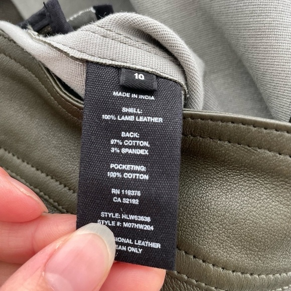 Helmut Lang women dark olive khaki lamb leather flare pants NWT - Picture 8 of 9